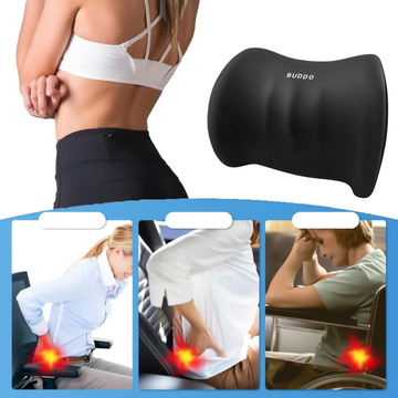 2x Car Lumbar Back Support Pillow Memory Foam Office Black