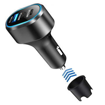 Rozbočovač nabíjačky do auta 100W silný 6xUSB pre telefón notebook tablet so 6 portami C79ACC USB-C čierny