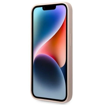 Na telefón Guess GUHMP14XSBPLP pre Apple iPhone 14 Pro Max 6,7" ružové/ružové pevné puzdro Silicone Logo Plate MagSafe
