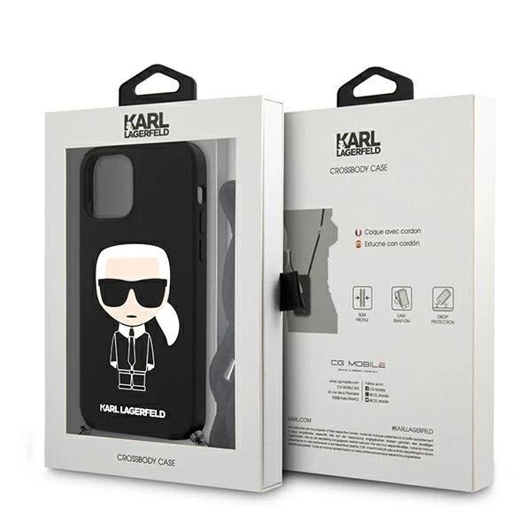 Etui Karl Lagerfeld KLHCP12LWOSLFKBK für iPhone 12 Pro Max 6,7" Hardcase Silicone Cord Iconik