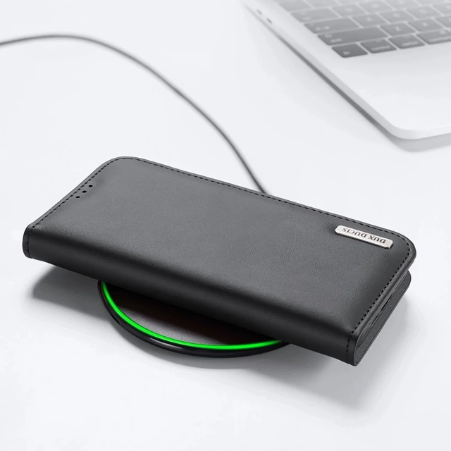 iPhone 16e Dux Ducis Hivo Protective Case with Flip and RFID Protection - Black