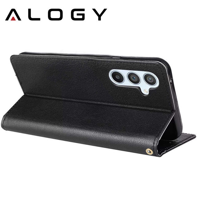 Ochranné flipové kožené puzdro na peňaženku Alogy Wallet Case Kryt na telefón pre Samsung Galaxy A34 5G čierny