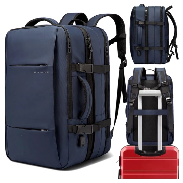Travel backpack Bange BackPack business expandable backpack Capacious bag for 17.3" laptop with USB port Black
