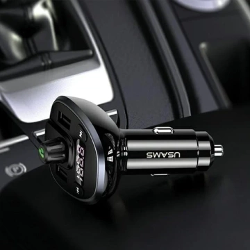 Sada handsfree do auta USAMS C21 s FM vysielačom, Bluetooth 5.0, MP3, 2xUSB 3.4A CC115GC01 (US-CC115) čierna/čierna