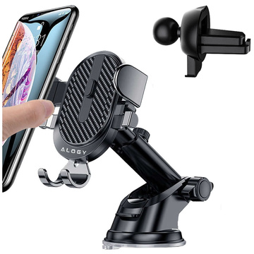 Alogy Autohalterung für 6,5-Zoll-Telefon, Schwerkraft, für Windschutzscheibe, Armaturenbrett Easy One Touch Black