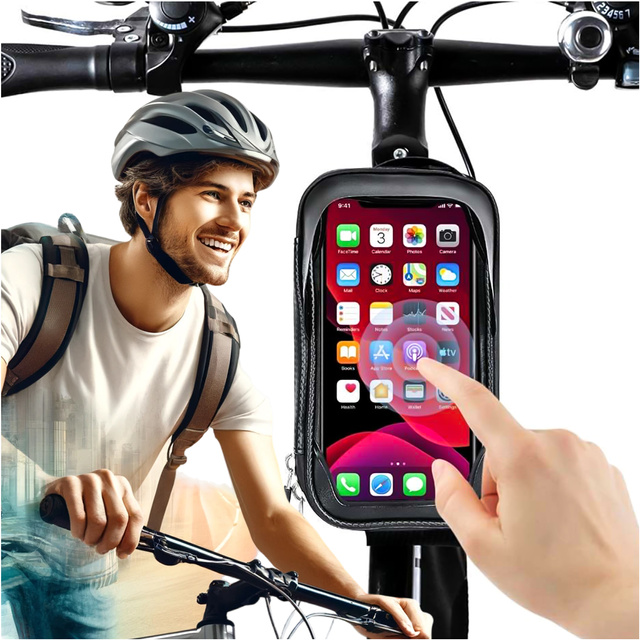 Alogy bicycle bag Pannier 2L for bicycle phone holder up to 6.7" for the frame Black