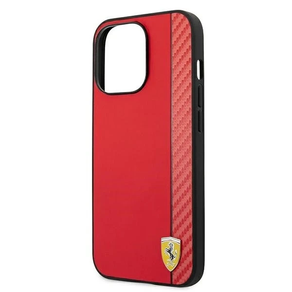 Ferrari iPhone 13 Pro Max 6.7" Hülle Rot/Rot Hardcase On Track Carbon Stripe