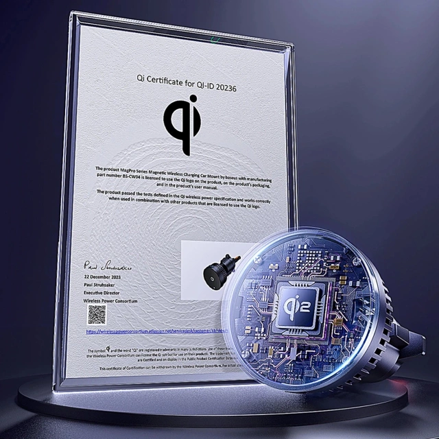 Автотримач Baseus MagPro з індуктивним зарядним пристроєм Qi2.0 15W для вентиляційного отвору - чорний