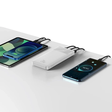 Power bank with fast charging Baseus Bipow 10000mAh 20W white (Overseas Edition) USB-A - Micro USB cable 0.25m white (PPBD050502)