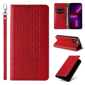 Magnet Strap Case Case pro iPhone 13 Pro Max Pouch Wallet Mini Lanyard Pendant Red