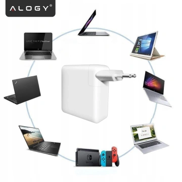 Napájací adaptér pre Apple MacBook Alogy Univerzálny nabíjací kábel 2m USB-C na USB-C Rýchlonabíjací PowerDelivery PD 61W Biely