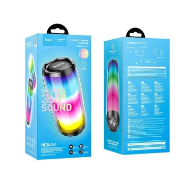 HOCO Głośnik Bluetooth HC8 Czarny Przenośny LED RGB 1800 mAh 10W