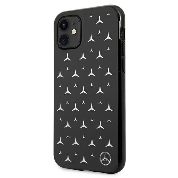 Ochranné puzdro Mercedes MEHCN61ESPBK pre Apple iPhone 11 / Xr 6,1" čierne/čierne pevné puzdro Silver Stars Pattern