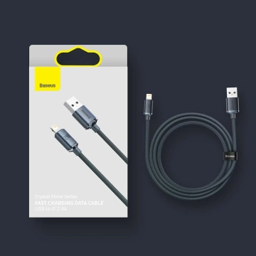 Kábel Baseus Crystal Shine Series USB kábel pre rýchle nabíjanie a prenos dát USB Typ A - Lightning 2.4A 2m čierny (CAJY000101)