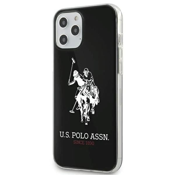 US Polo USHCP12LTPUHRWH Handyhülle für Apple iPhone 12 Pro Max schwarz/schwarz Shiny Big Logo