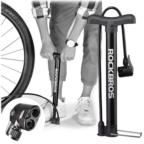 Metal floor bicycle pump RockBros A320 with ball bicycle needle Black