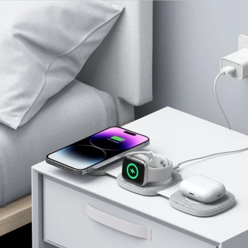QI15W-A24 3V1 magnetická bezdrôtová nabíjačka MagSafe pre iPhone, Airpods, Apple Watch Grey