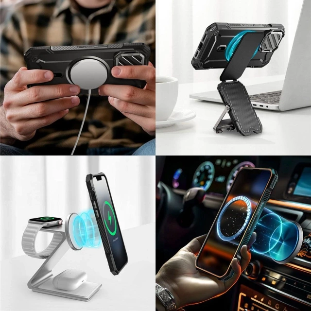 Supcase UB XT Mag MagSafe iPhone 16e Schwarze Hülle mit Ständer