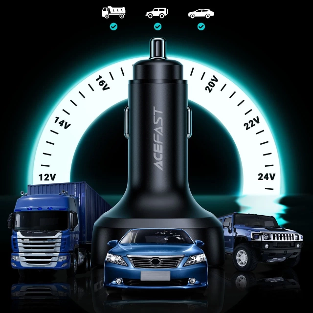 Acefast autonabíjačka 101W 2x USB Type C / USB, PPS, Power Delivery, Quick Charge 4.0, AFC, FCP čierna (B5)