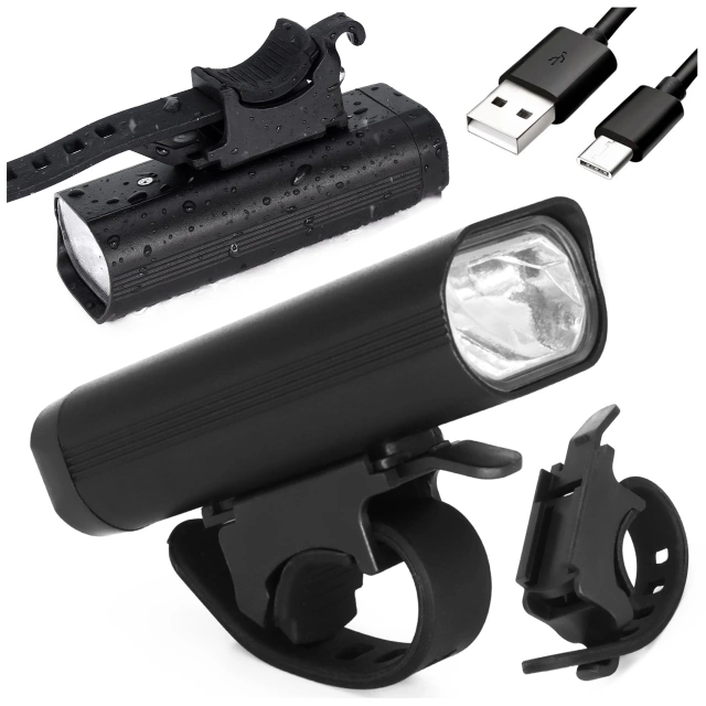 Svetlo na bicykel Predné LED predné svetlo Osvetlenie na bicykel Vodotesné IPX5 Alogy P12 Bike Light Black