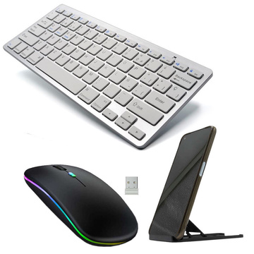 Univerzálna bezdrôtová Bluetooth klávesnica pre iPad iMac iOS Android Windows BT Mouse Tichý nastaviteľný stojan