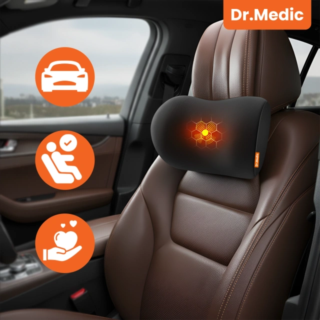 2-in-1-Autokissen mit Massage- und Heizfunktion – ergonomische Unterstützung für Nacken, Rücken und Lendenwirbelsäule, elektrisches Massagegerät mit Vibrationen für Fahrer und Beifahrer – Dr.Medic RelaxTherapyHeat™