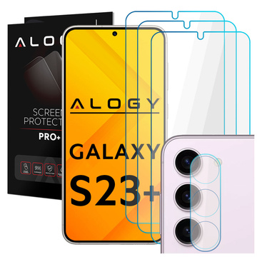 Alogy Glass Pack 3x Tempered Glass Screen Protector 9h Lens Glass for Samsung Galaxy S23 Plus Glass Set