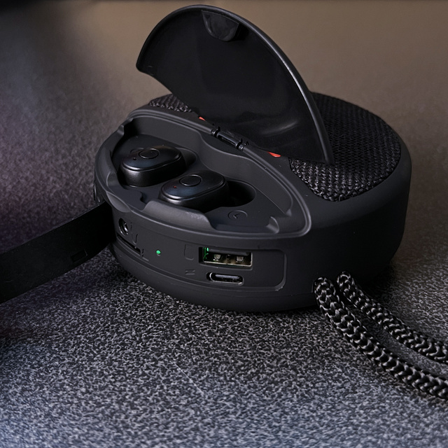 Alogy 2v1 TWS Music Set Přenosný bezdrátový reproduktor Bluetooth BT sluchátka vodotěsná černá