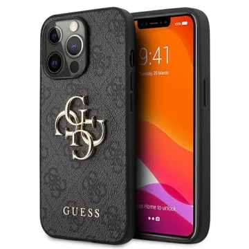 Guess GUHCP13X4GMGGR iPhone 13 Pro Max 6,7" szary/šedé pevné pouzdro 4G velké kovové logo