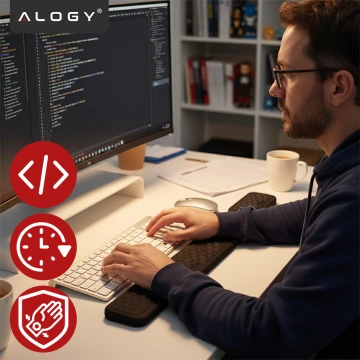 Opěrka zápěstí Alogy ErgoSupport™ z paměťové pěny, ergonomická sada klávesnice a myši, protiskluzová a prodyšná – černá