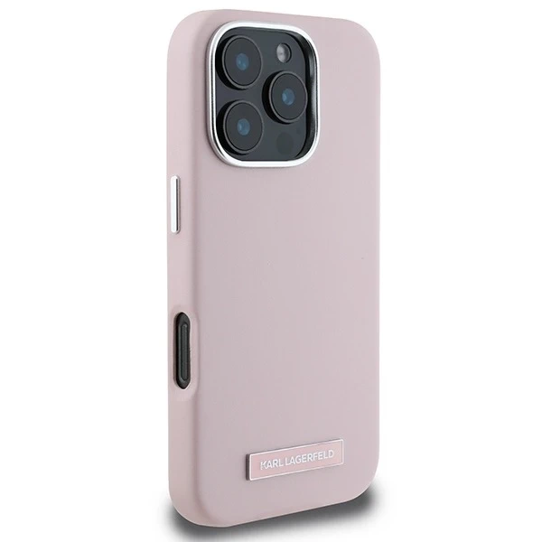 Karl Lagerfeld iPhone 16 Pro 6.3" Case Pink MagSafe Hardcase FW Metal Plate
