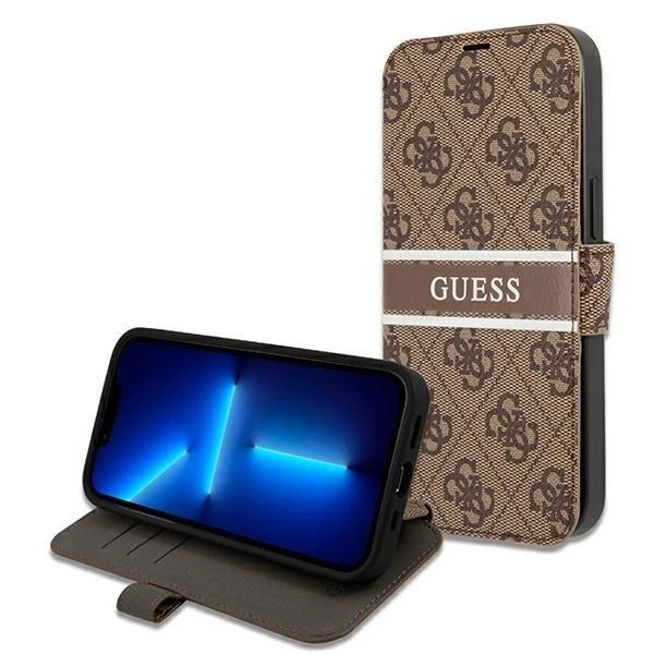 Guess GUBKP13S4GDBR iPhone 13 mini 5.4" коричневий/коричневий книжка 4G Stripe