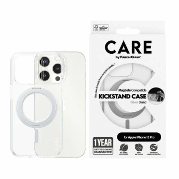 Чохол для iPhone 15 Pro CARE від PanzerGlass Kickstand MagSafe Silver