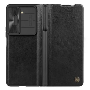 Шкіряний чохол Nillkin Qin Leather Pro Leather Case with Camera Protector для Samsung Galaxy Z Fold 5 - чорний