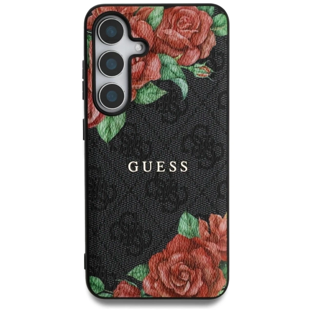 Etui Guess 4G Flowers Print MagSafe do Samsung Galaxy S25 Czarny