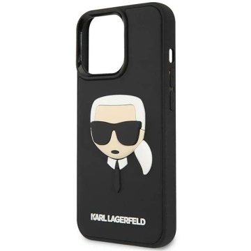 Etui Karl Lagerfeld KLHCP14LKH3DBK pro iPhone 14 Pro 6,1" pevné pouzdro 3D Rubber Karl`s Head