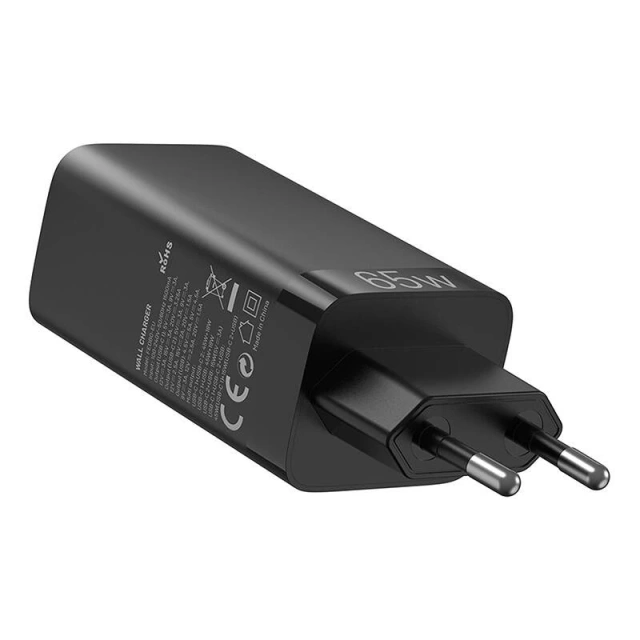 Зарядний пристрій Vention FEDB0-EU 2xUSB-C USB-A GaN 65 Вт чорного кольору