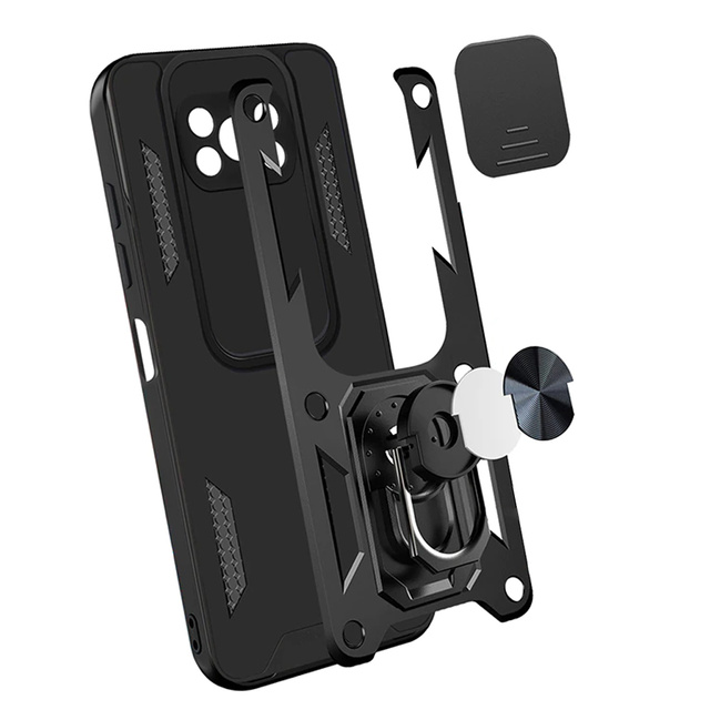 Pouzdro s krytem fotoaparátu Alogy Camshield Stand Ring pro Poco X3 Pro / NFC černé