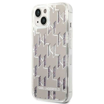 Ochranné puzdro na telefón Karl Lagerfeld KLHCP14SLMNMS pre Apple iPhone 14 6,1" pevné puzdro strieborné/strieborné Liquid Glitter Monogram