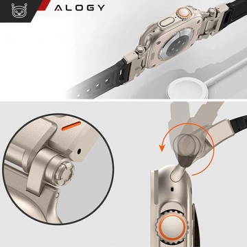 Alogy Luxury metal TPU band bracelet strap for Apple Watch 42/44/45/49mm black