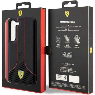 Pouzdro Ferrari pro Samsung Galaxy S23 Plus HardCase Perforated 296-P černé