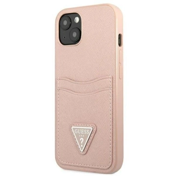 Etui Guess GUHCP13MPSATPP für Apple iPhone 13 6,1" różowy/pink Hardcase SaffianoTriangle Logo Cardslot