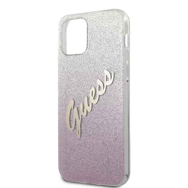 Guess GUHCP12MPCUGLSPI iPhone 12/12 Pro 6,1" różowy/růžový pevný obal Glitter Gradient Script