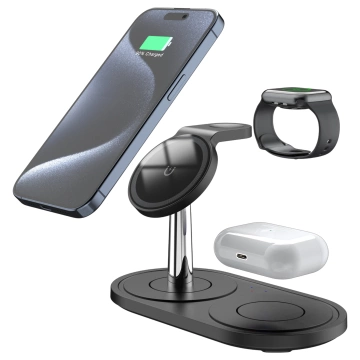Індуктивний зарядний пристрій 3в1 для телефону годинник навушники Alogy Qi Charger для Apple iPhone Watch AirPods Black