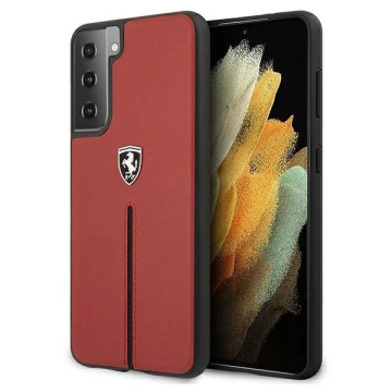 Etui für das Telefon Ferrari Hardcase für das Samsung Galaxy S21 czerwony/red hardcase Off Track Leather Nylon Stripe