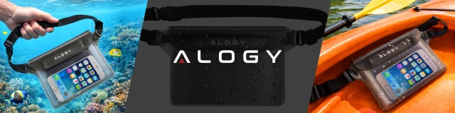 Waterproof case waist bag phone case water resistant 21.5x23.5cm Alogy Waterproof Black