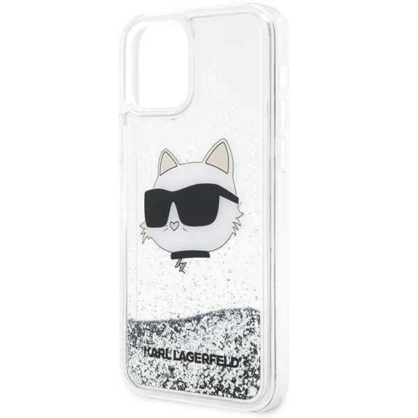 Karl Lagerfeld ochranné puzdro na telefón KLHCP12MLNHCCS pre Apple iPhone 12 /12 Pro 6,1" strieborné/strieborné pevné puzdro Glitter Choupette Head