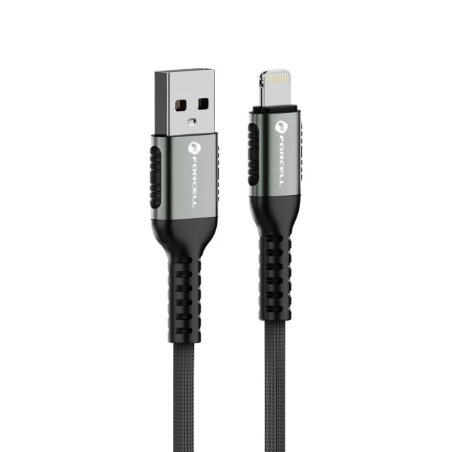 Кабель USB-A для Lightning 12 Вт 1,2 м нейлоновий Forcell алюмінієвий для iPhone iPad