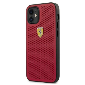 Puzdro Ferrari iPhone 12 mini 5,4" červeno/červené pevné puzdro On Track Perforated