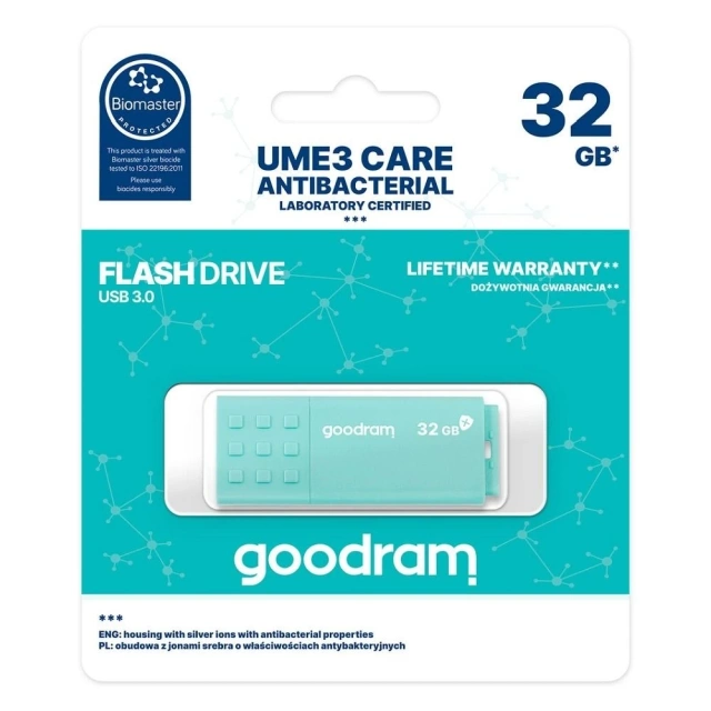 Флеш-накопичувач GOODRAM UME3 32 ГБ USB 3.2 Антибактеріальний Biomaster